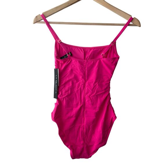La Blanca Island Goddess Solid Pink Square Neck One Piece Swimsuit Size 2 - Picture 10 of 10